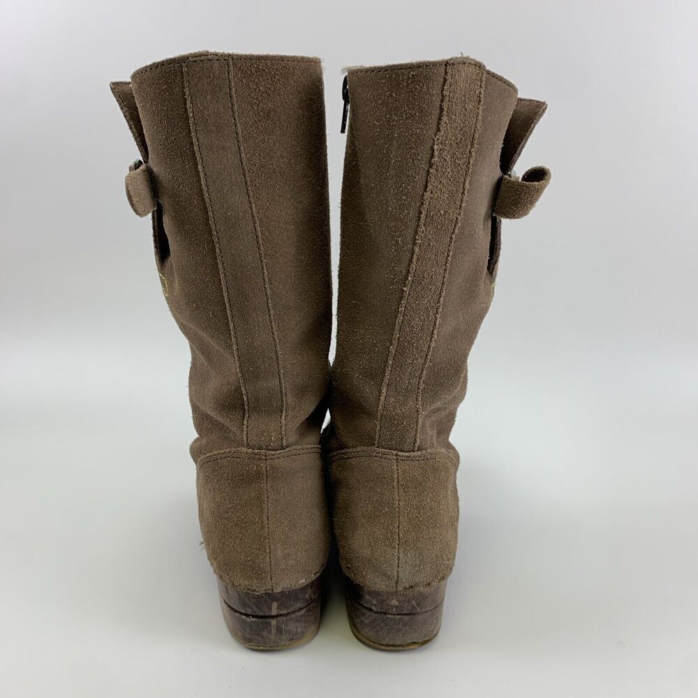 BOGO Hanna Andersson Brown Suede Boot Zip Embroidered Wooden Youth 38 5.5 W 7.5 - Picture 7 of 16